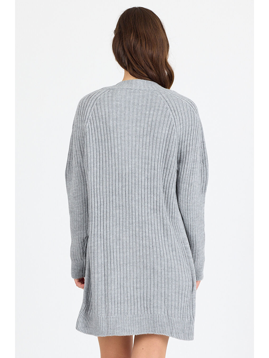 Gri Kadın Triko Kazak 4052 (Standart Beden s-m-l-xl Beden Uyumludur)-1