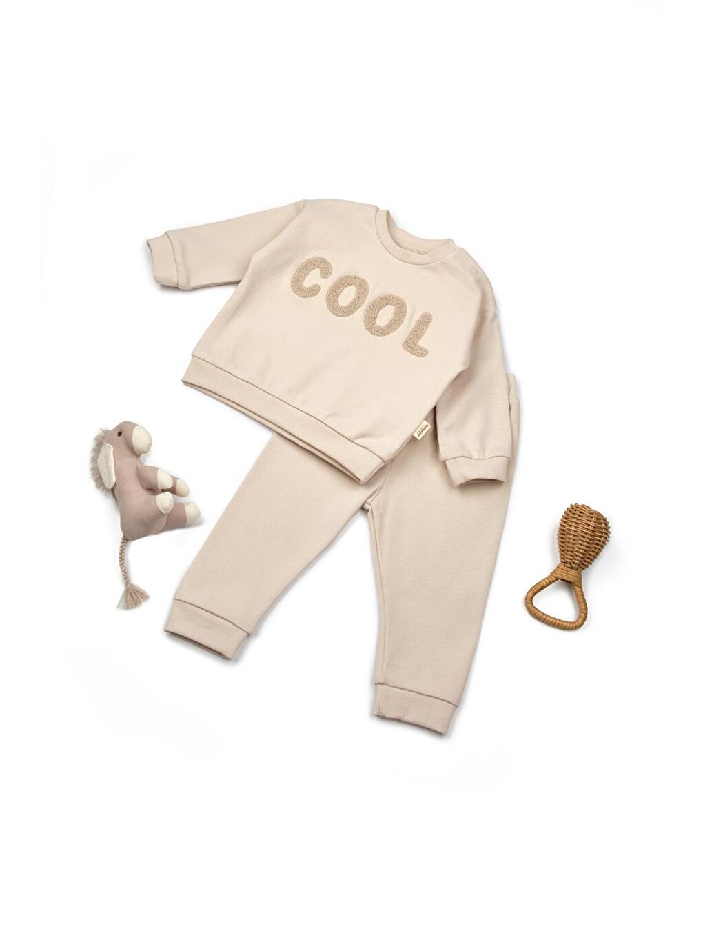 Bej Bebek Alt Üst Takım %95 Organik Pamuk - %5 Elastan, Bebek Yenidoğan - CSYR4515