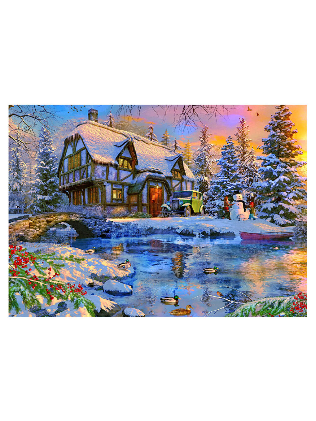 KS GAMES Renksiz Puzzle 2000 Parça Old Winter Cottage 22526 - 1