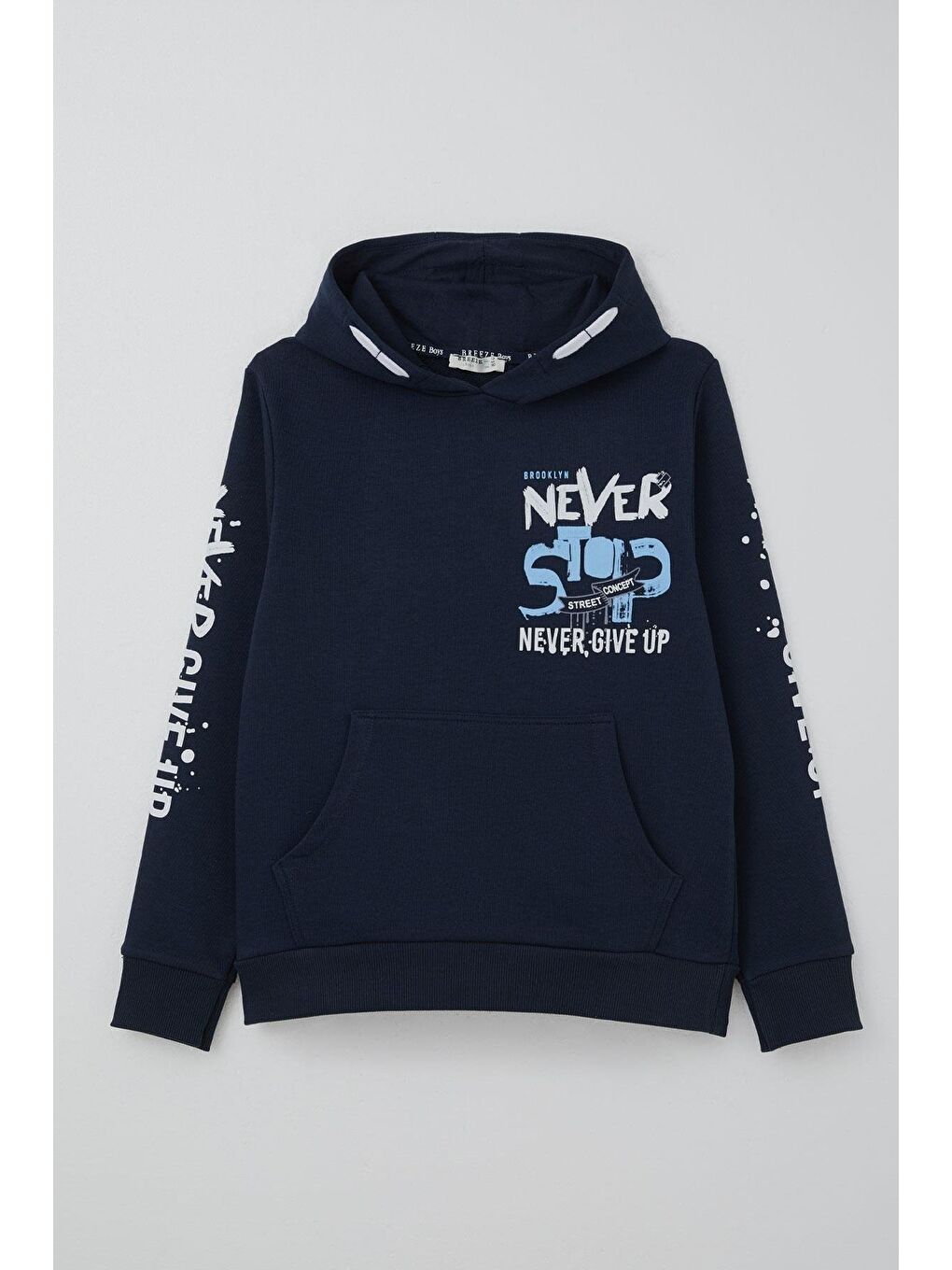 Erkek Çocuk Sweatshirt Kanguru Cepli Kapüşonlu Lacivert (9-16 Yaş)-4
