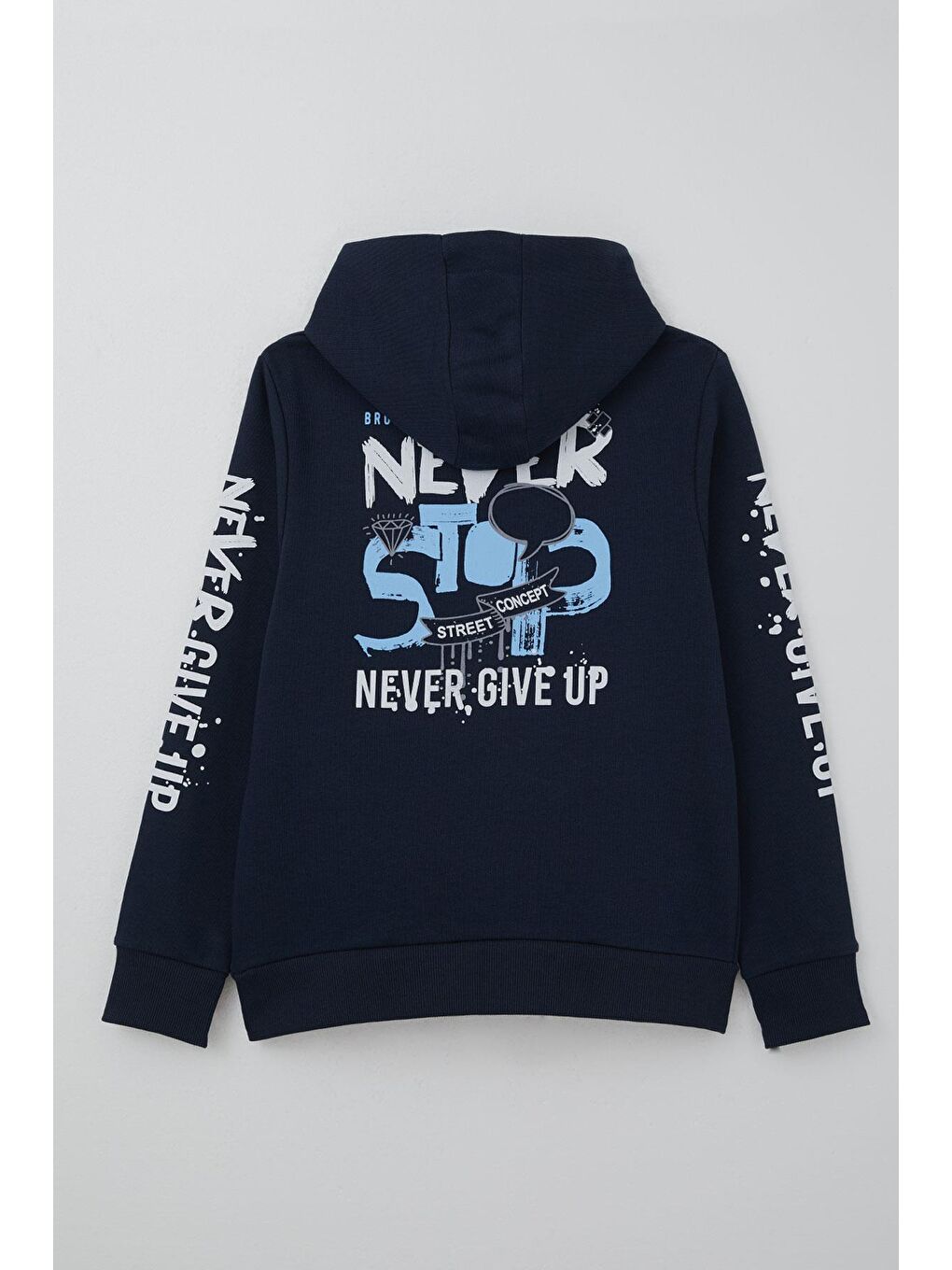 Erkek Çocuk Sweatshirt Kanguru Cepli Kapüşonlu Lacivert (9-16 Yaş)-5