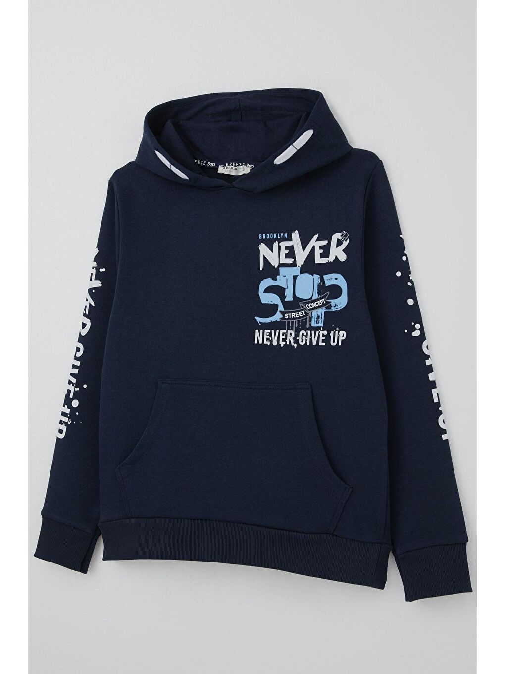 Erkek Çocuk Sweatshirt Kanguru Cepli Kapüşonlu Lacivert (9-16 Yaş)-6