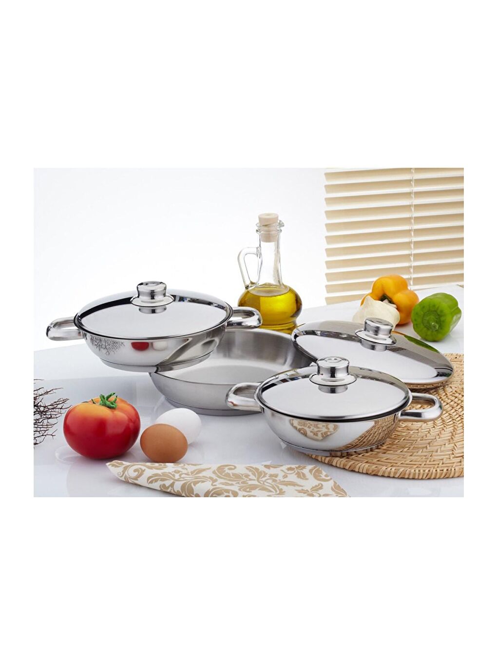 Gülsan Renksiz 6 Parça Omlet Set Çelik Kapaklı