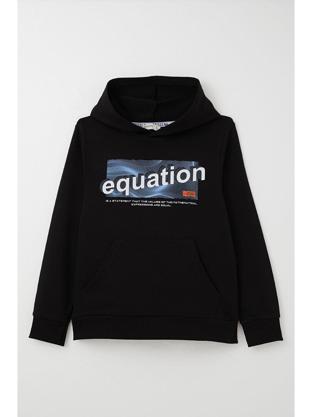 Erkek Çocuk Sweatshirt Yazı Baskılı Kanguru Cepli Kapüşonlu Siyah (8-14 Yaş)