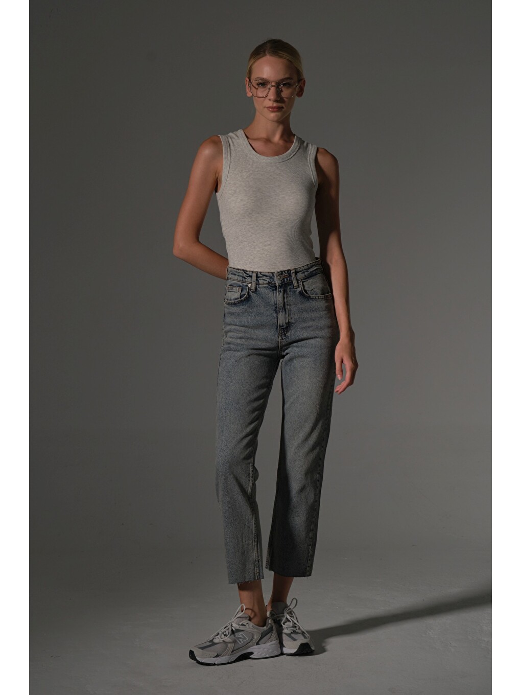 Beyaz Esnek Pamuklu Kumaş Kesik Paça 5 cep Skinny Slim Kadın Jean Pantolon @Kosova-1