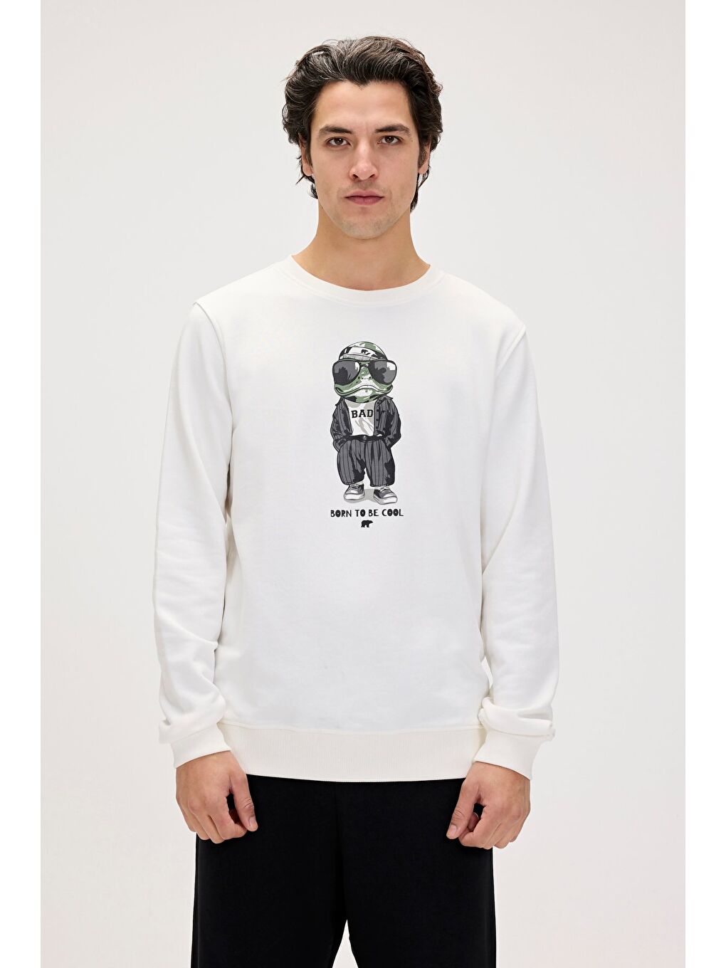 Bad Bear Gator Beyaz Erkek Baskılı Sweatshirt