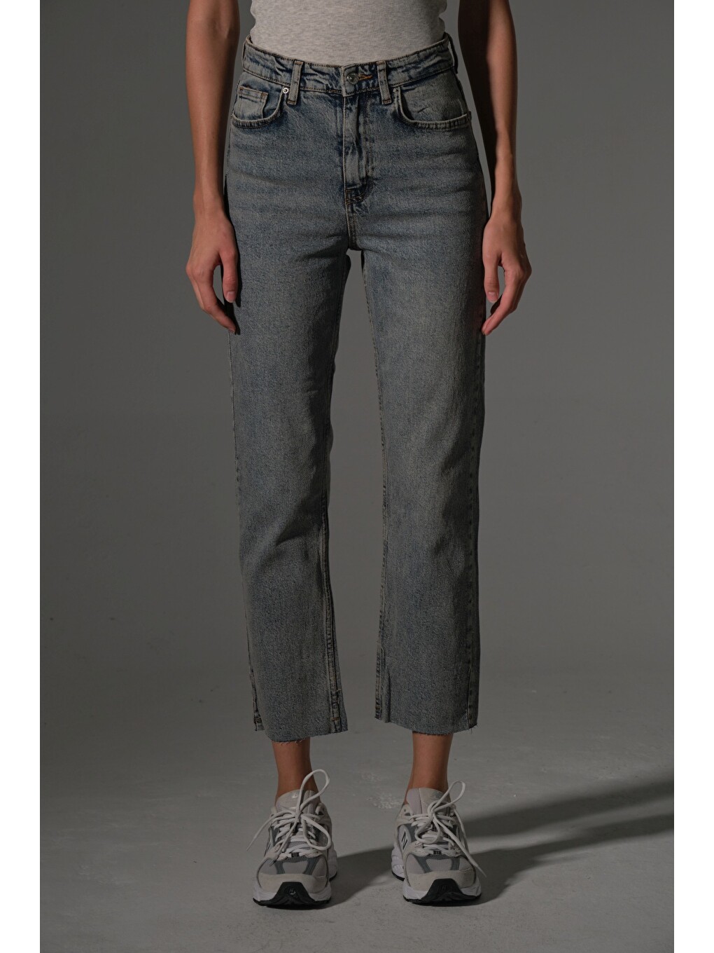 Beyaz Esnek Pamuklu Kumaş Kesik Paça 5 cep Skinny Slim Kadın Jean Pantolon @Kosova-2
