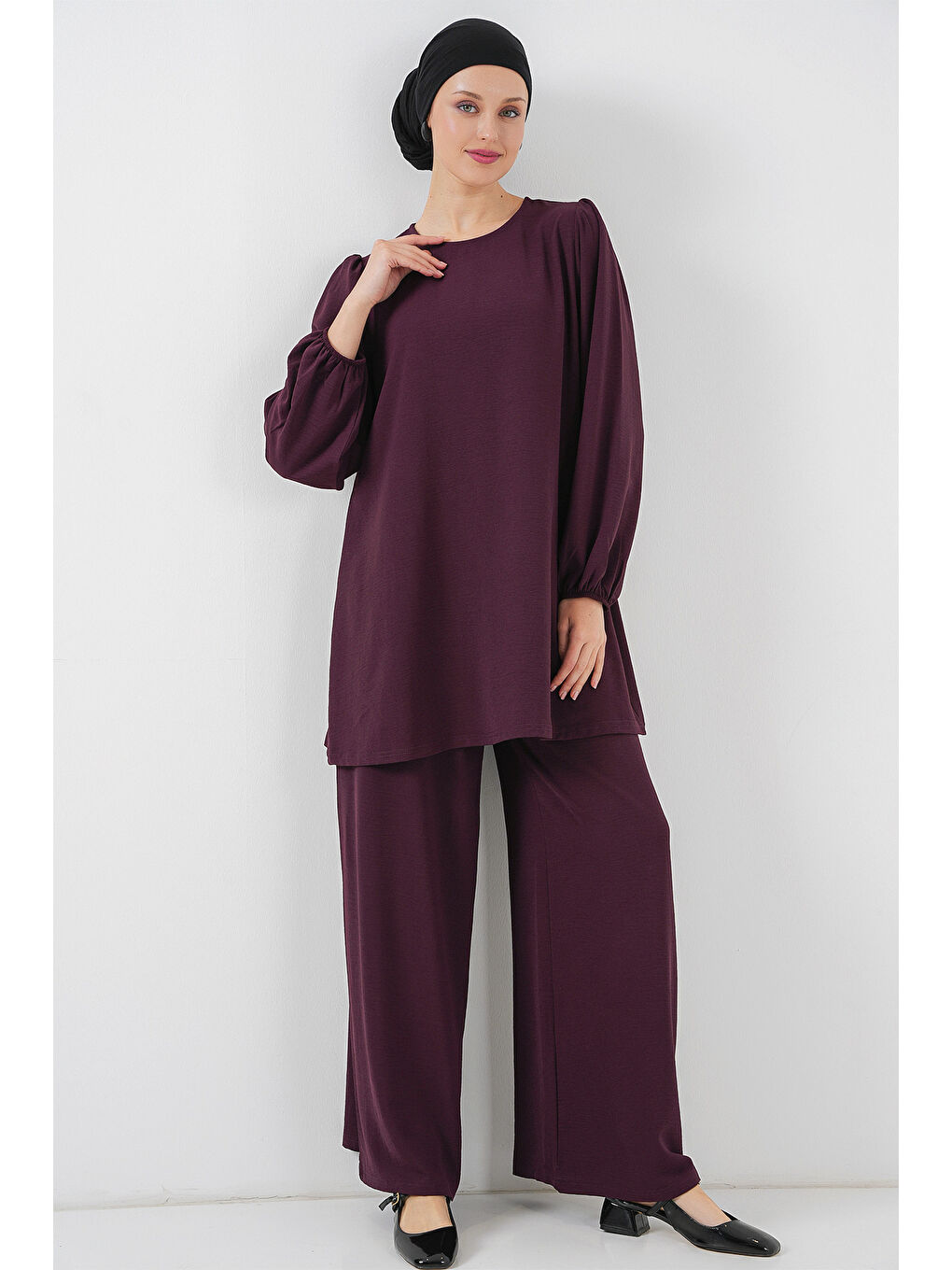 Ayrobin Tunik Pantolon Alt Üst Takım 6712 - Mürdüm-3