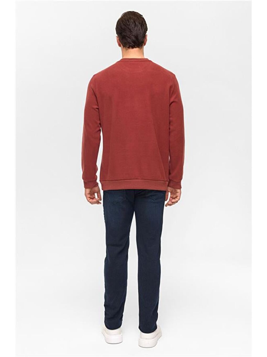 Kahverengi Açık Kahve Regular Düz Bisiklet Yaka Sweatshirt-4