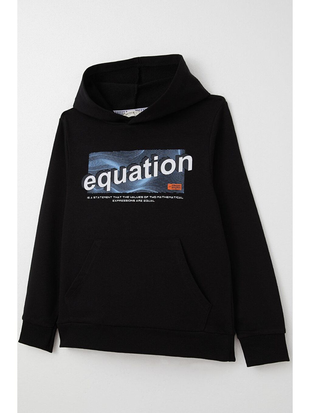 Erkek Çocuk Sweatshirt Yazı Baskılı Kanguru Cepli Kapüşonlu Siyah (8-14 Yaş)-2