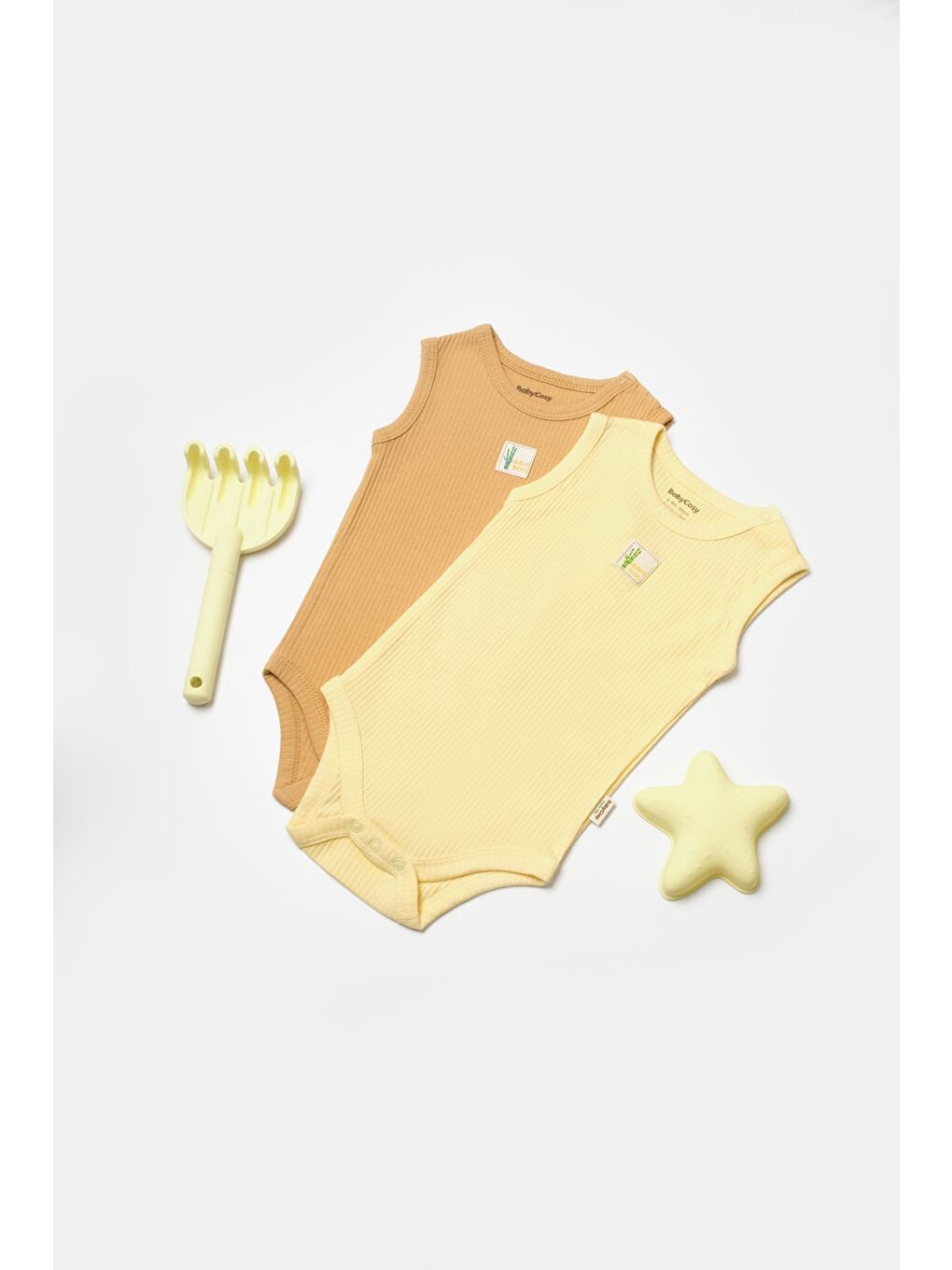 Sarı Bebek 2 Parça Kolsuz Body, %50 Bambu - %50 Organik Pamuk, Bebek ve Yenidoğan Serisi - CSYB9013