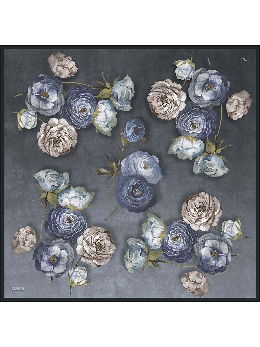 Karışık Çiçek Desenli Saf İpek Twill Eşarp 9419D 36-3