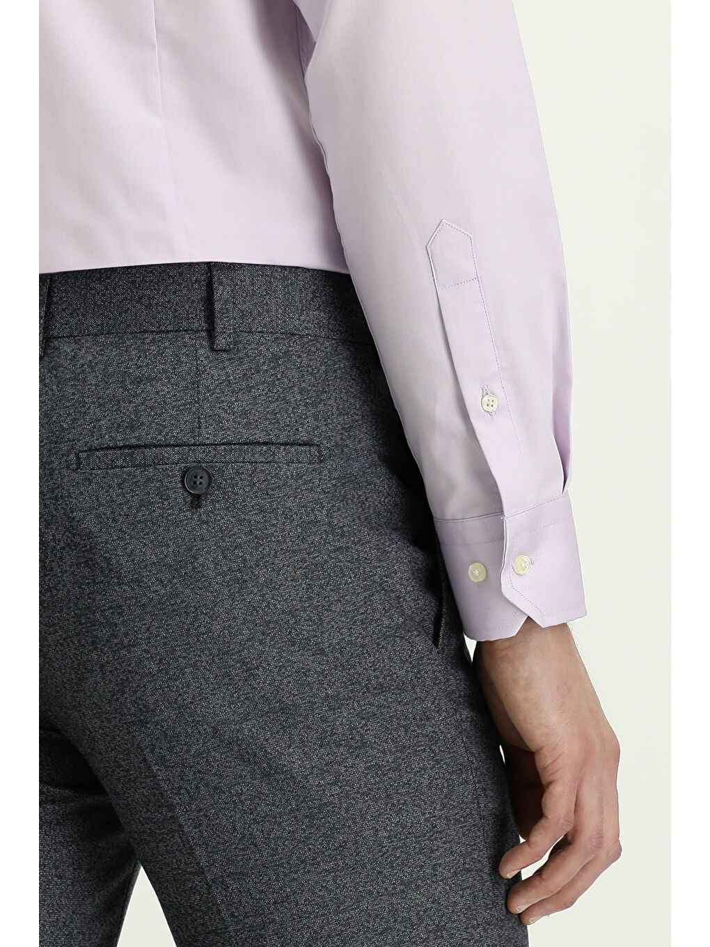 Gri Slim Fit Armürlü Klasik Pantolon-5