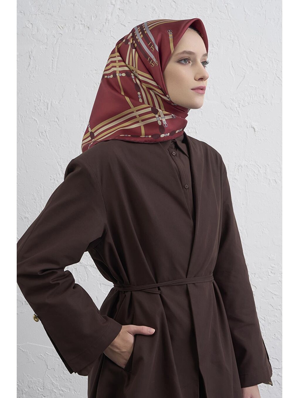 Kahverengi Saf İpek Sura Eşarp 9407D 36