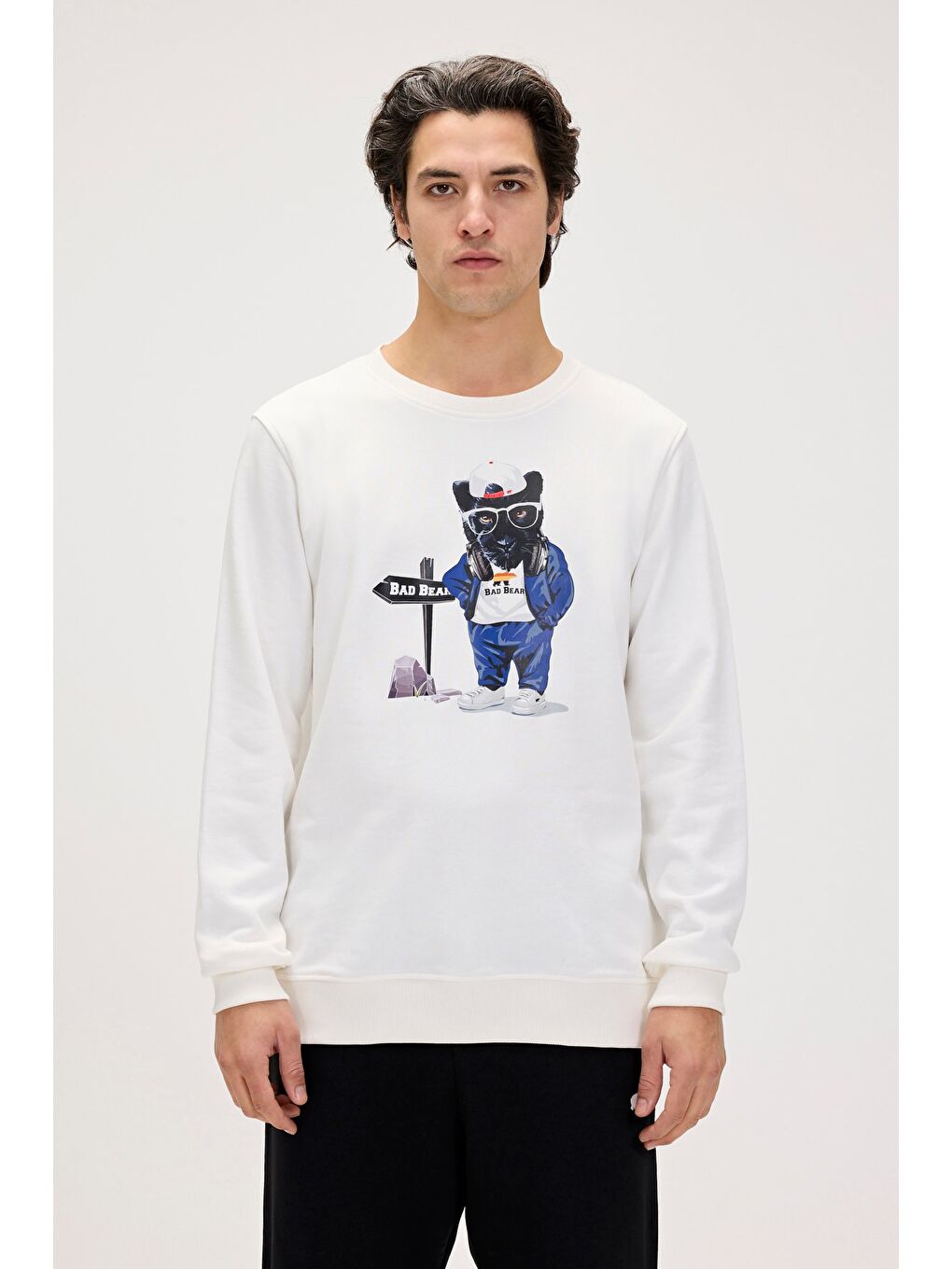 Bad Bear Beyaz Panther Beyaz Erkek Sweatshirt