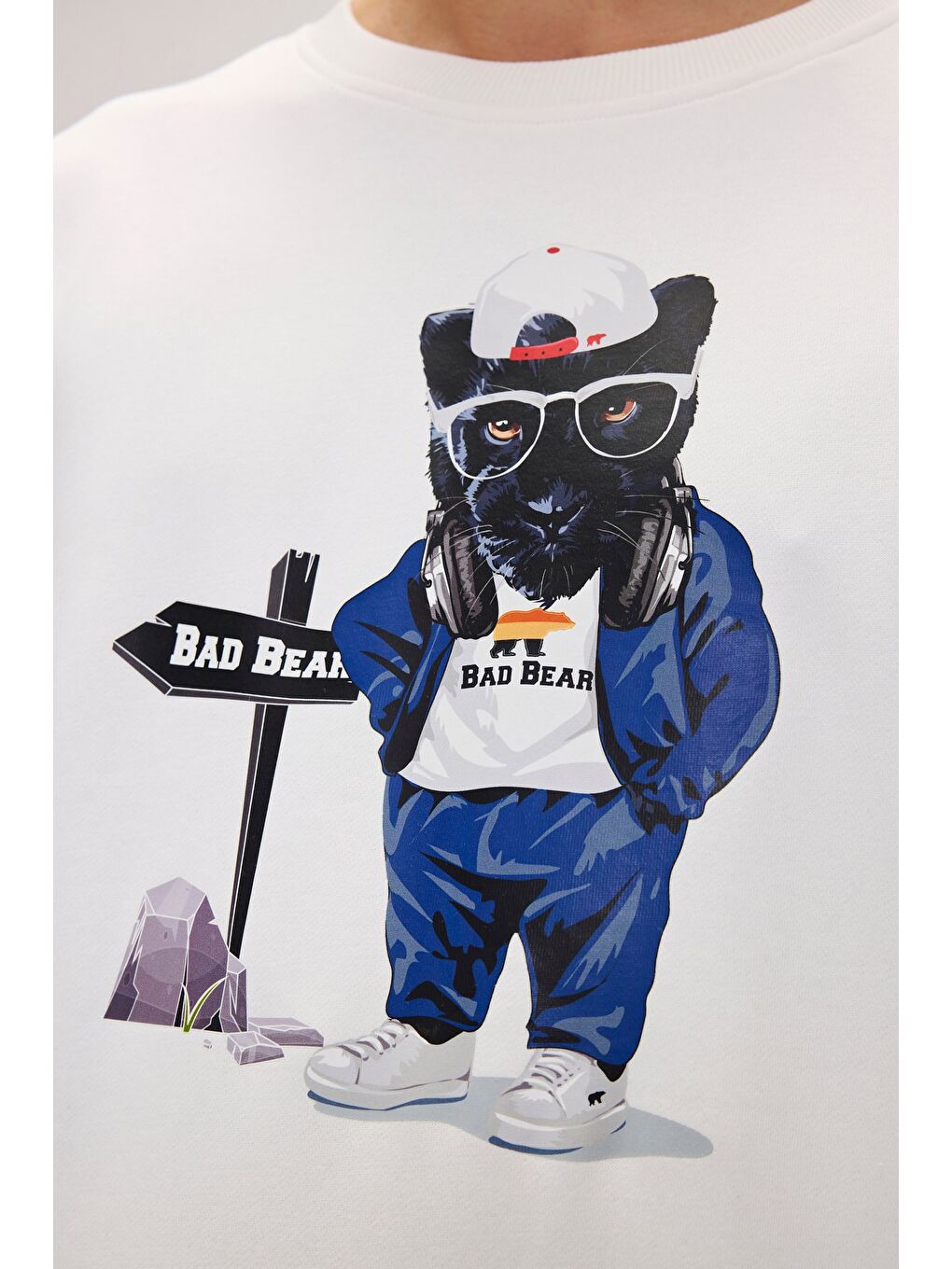 Bad Bear Beyaz Panther Beyaz Erkek Sweatshirt - 1