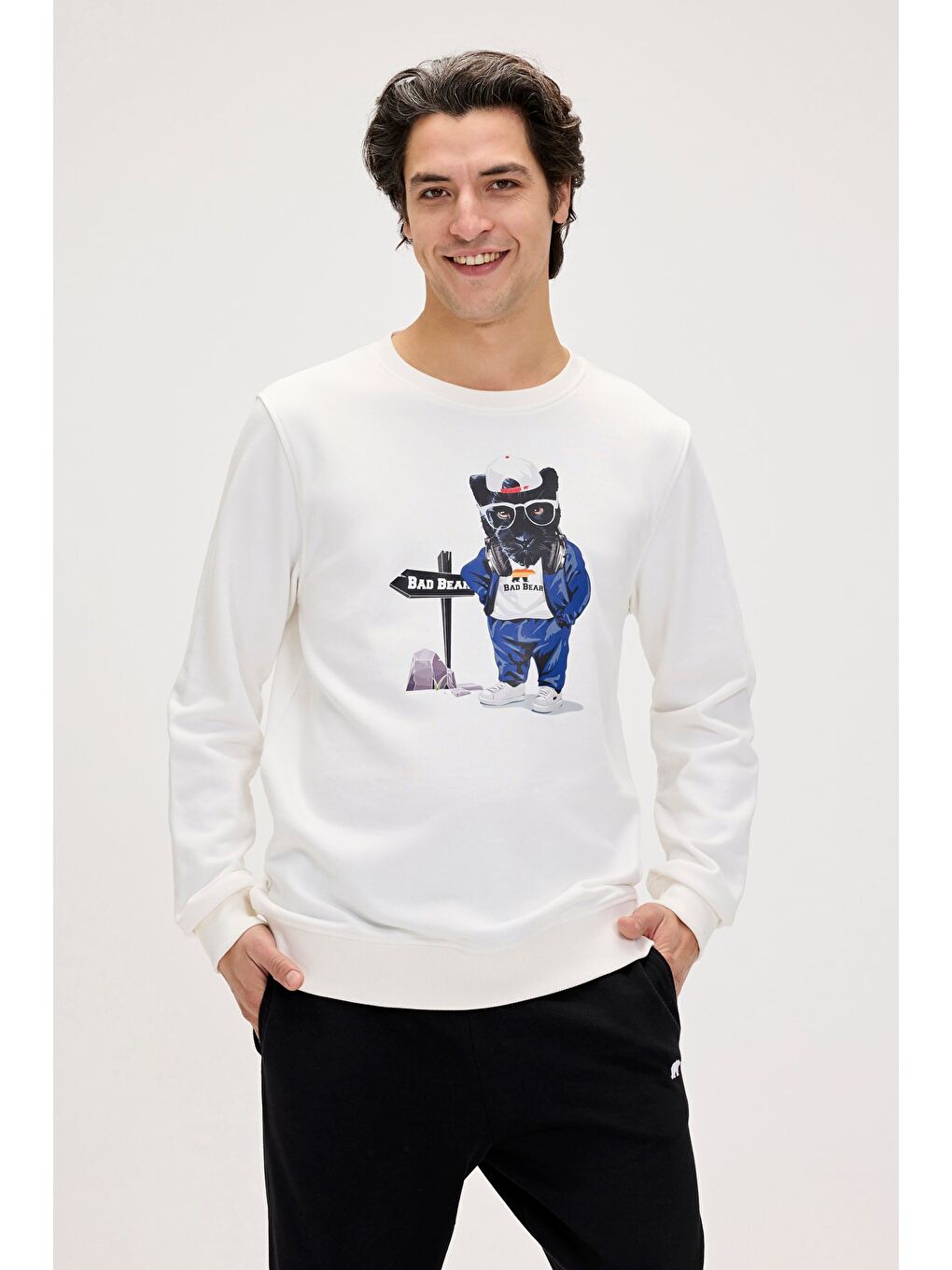 Bad Bear Beyaz Panther Beyaz Erkek Sweatshirt - 2