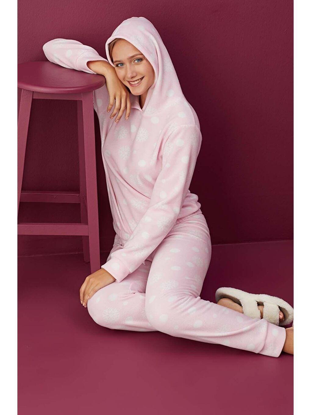 ELİTOL Pembe Polar Pijama Takım 8401-KP -3