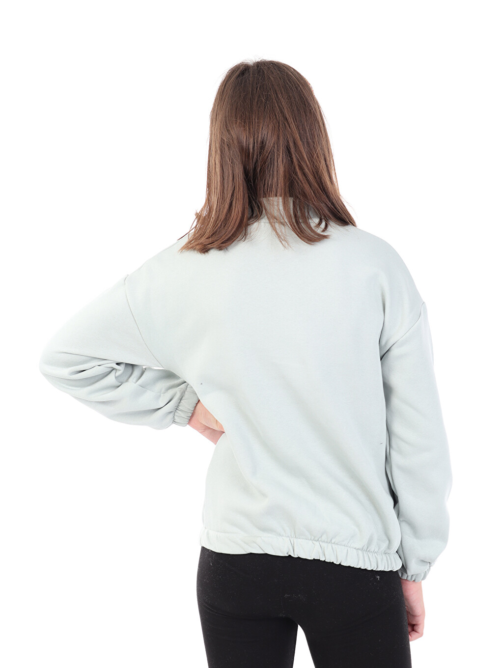 Yeşil Kız Çocuk Baskılı Sweatshirt-1