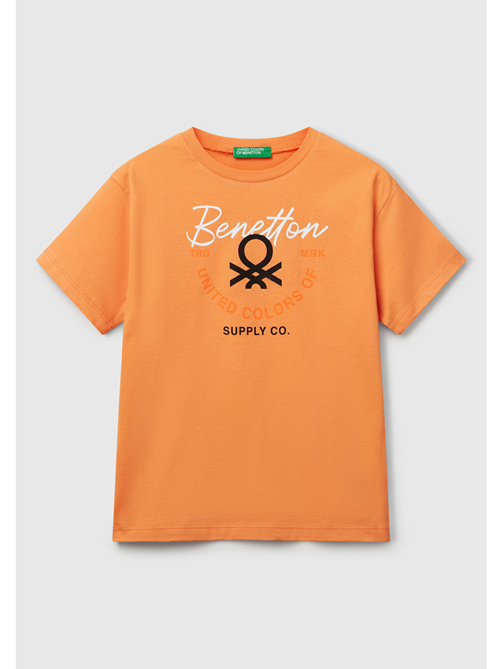 Erkek Çocuk Turuncu Benetton Logo Baskılı T-Shirt