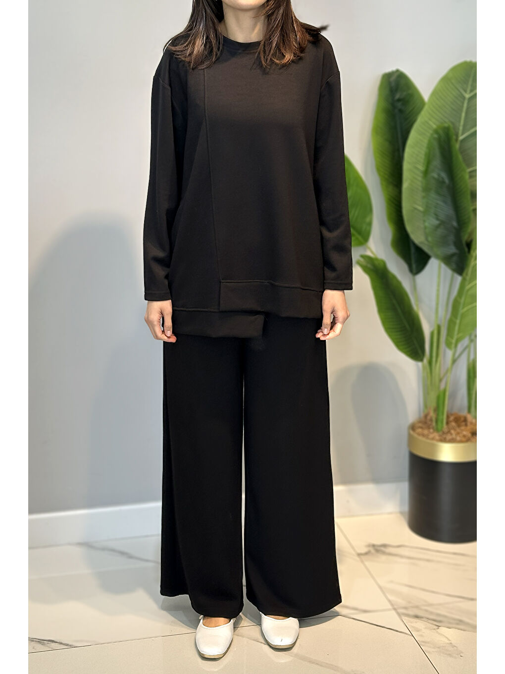Pamuklu Tunik Bolpaça Pantolon Takım 02 Siyah