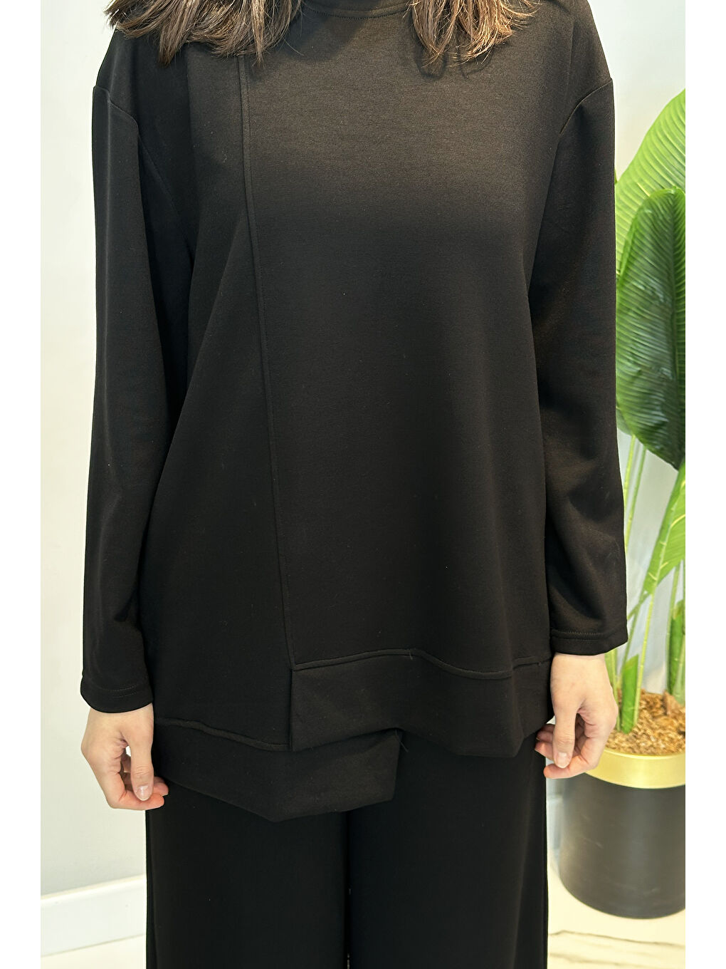 Pamuklu Tunik Bolpaça Pantolon Takım 02 Siyah-1