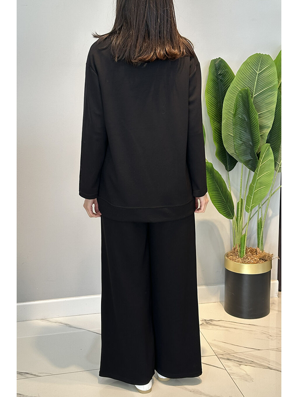 Pamuklu Tunik Bolpaça Pantolon Takım 02 Siyah-3