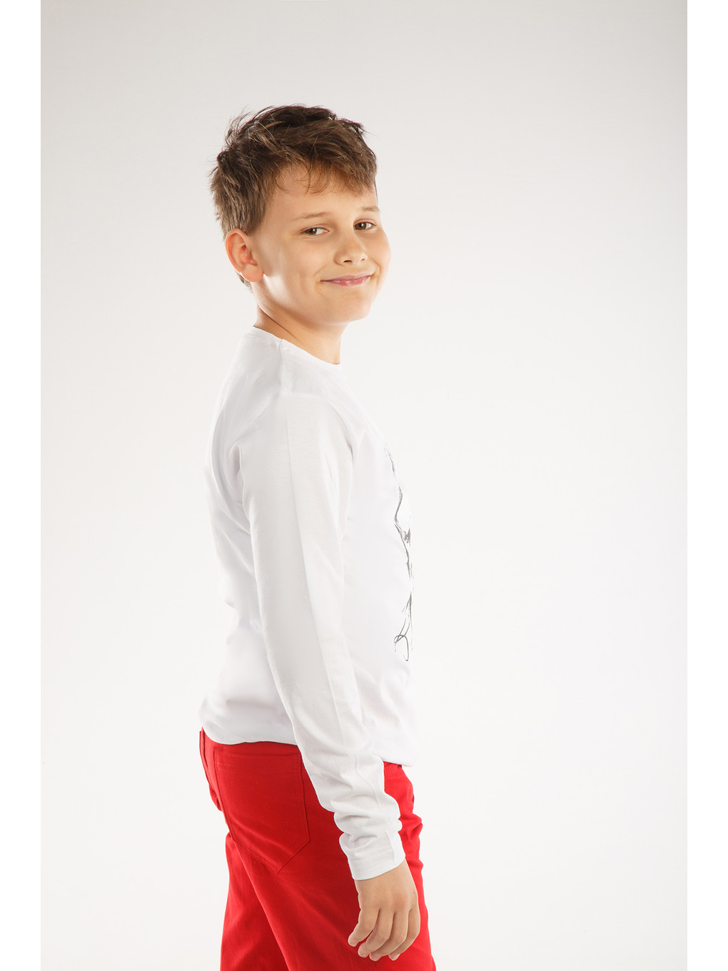 Beyaz Kids Bisiklet Yaka Atatürk Baskılı Uzun Kollu Erkek Çocuk Tişört-4