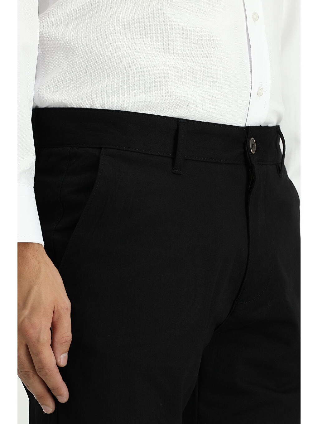 Siyah Regular Fit Elastanlı Kanvas / Chino Pantolon-2