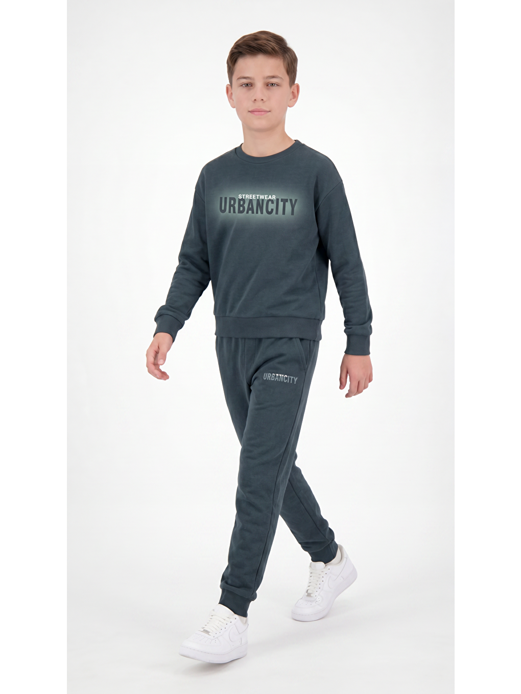 Yeşil Streetwear Urbancity Baskılı Erkek Çocuk Alt Üst Eşofman Takımı-2