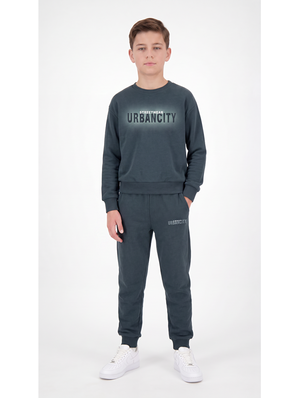 Yeşil Streetwear Urbancity Baskılı Erkek Çocuk Alt Üst Eşofman Takımı-3