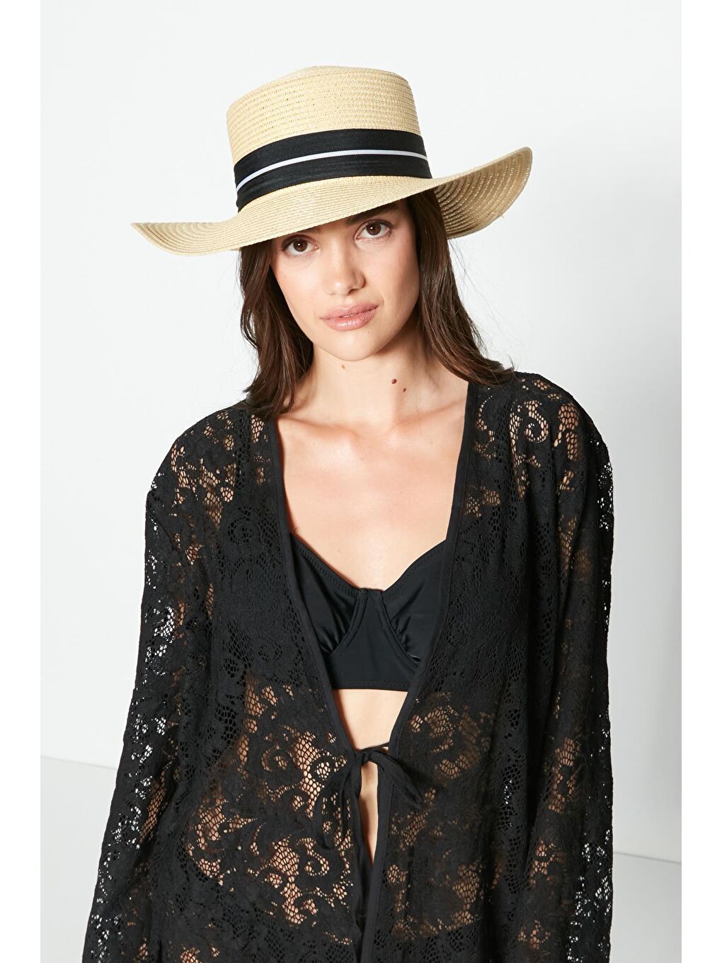 Panama Model Hasır Plaj Şapkası Y23730-39 Orta Bej