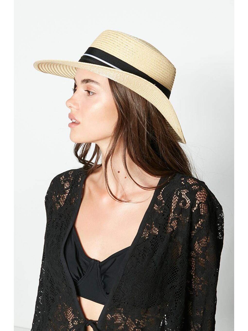 Panama Model Hasır Plaj Şapkası Y23730-39 Orta Bej-1