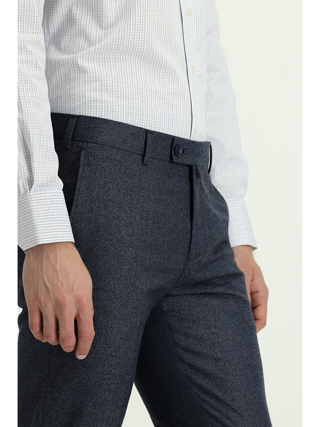 Lacivert Slim Fit Armürlü Klasik Pantolon-3