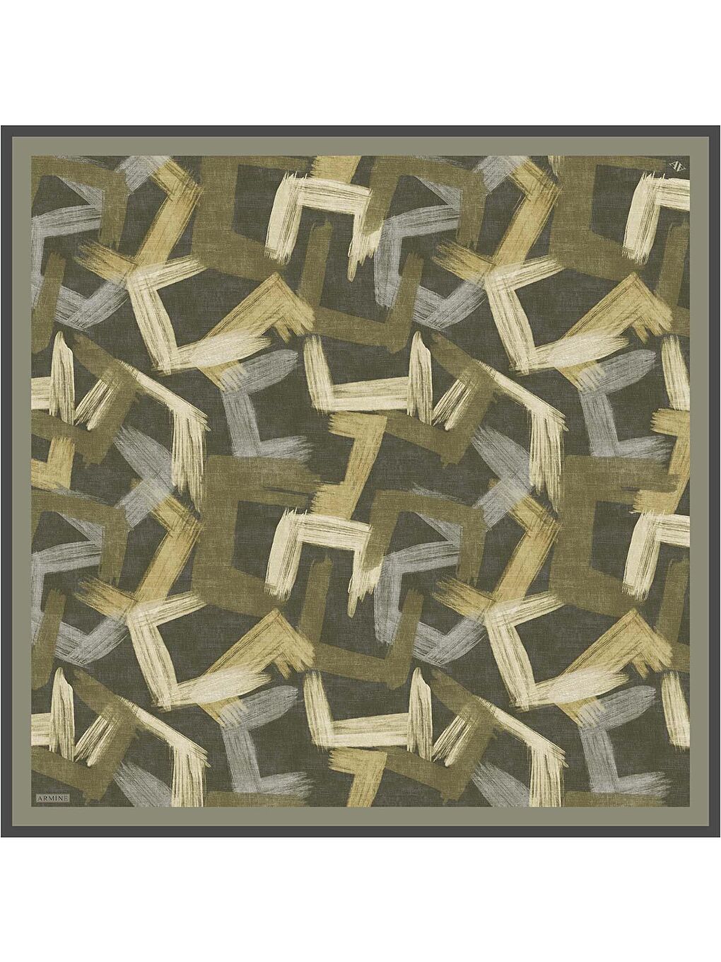 Karışık Geometrik Desenli Saf İpek Twill Eşarp 9413D 04-3