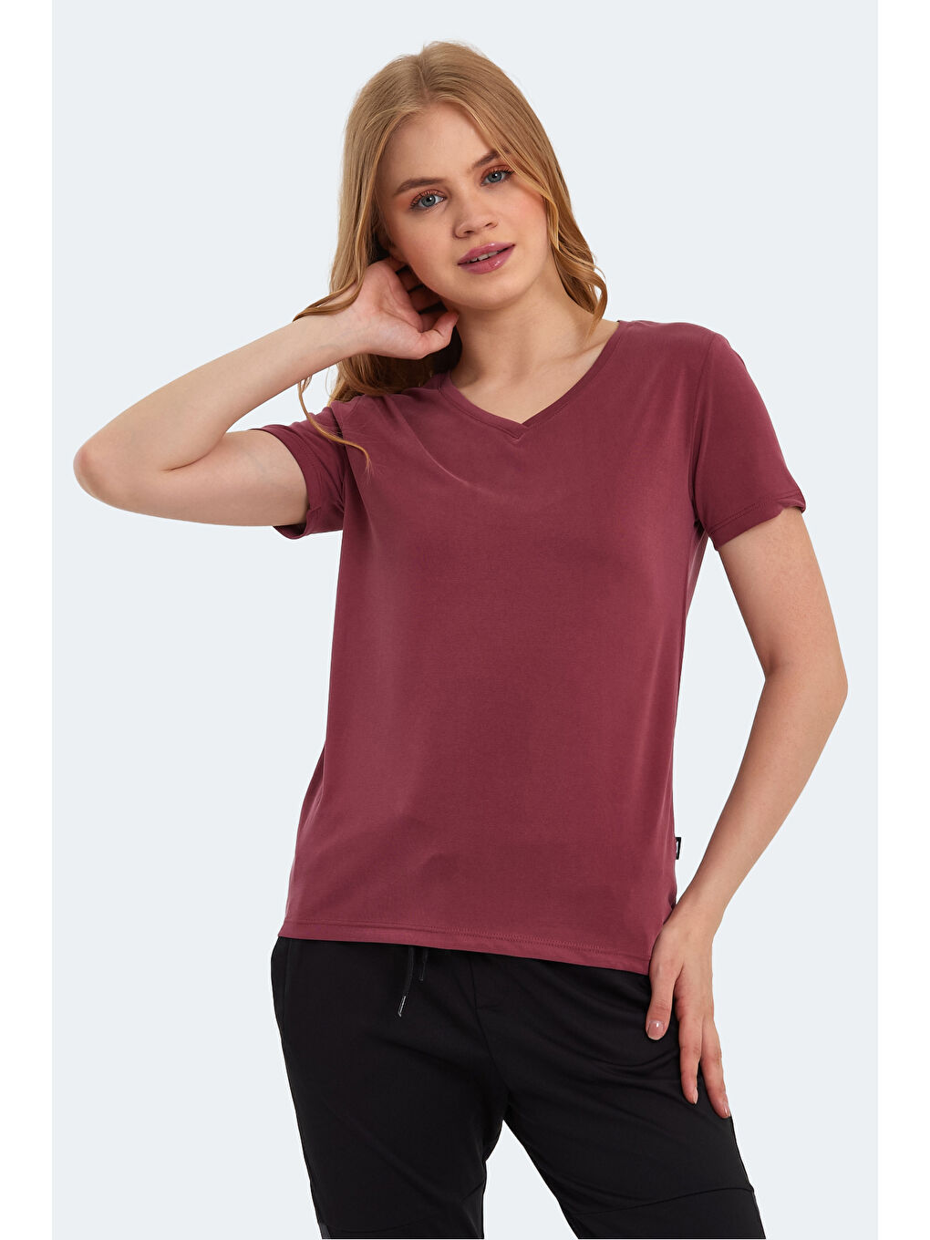 PERICAS Kadın Bordo Tişört-5