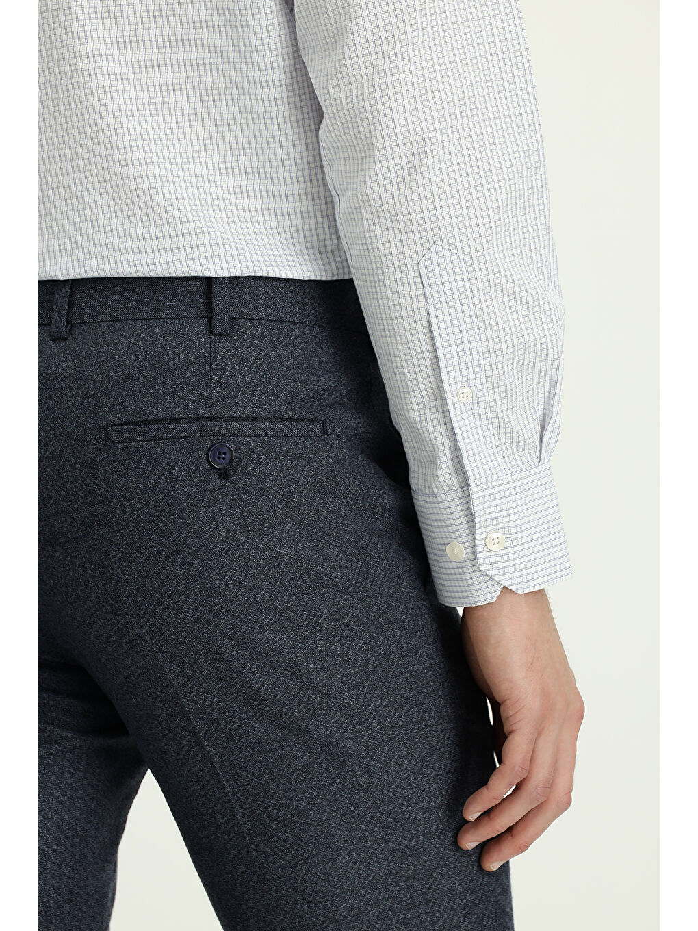 Lacivert Slim Fit Armürlü Klasik Pantolon-4