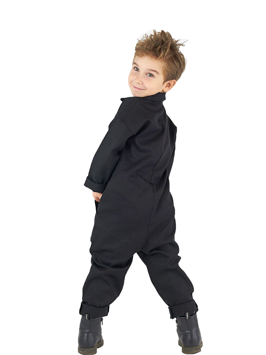 Catz Kids Siyah Gabardin Yakalı ve Cepli Tulum - 3