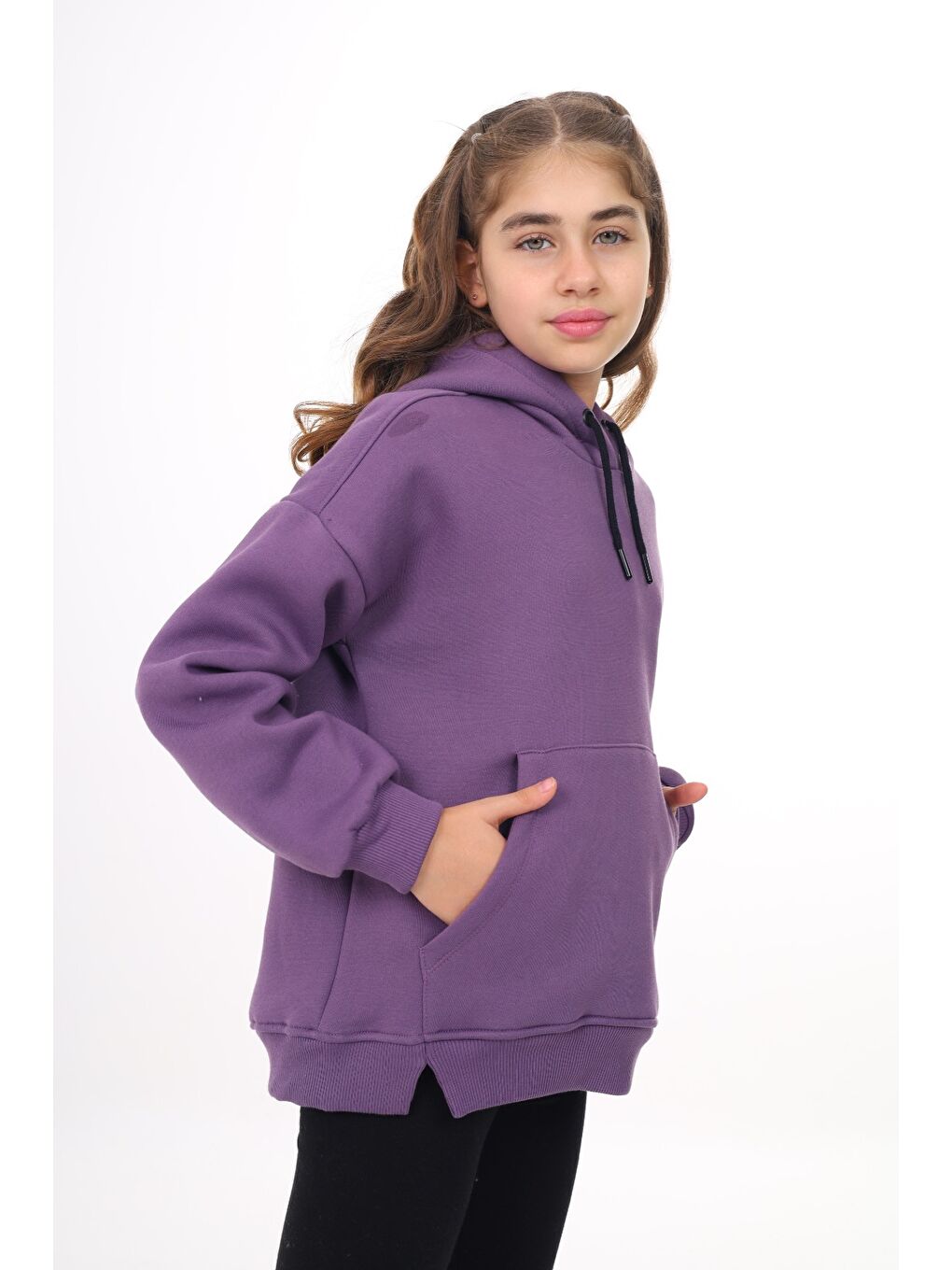 Mor Kız Çocuk Baskılı Sweatshirt-2