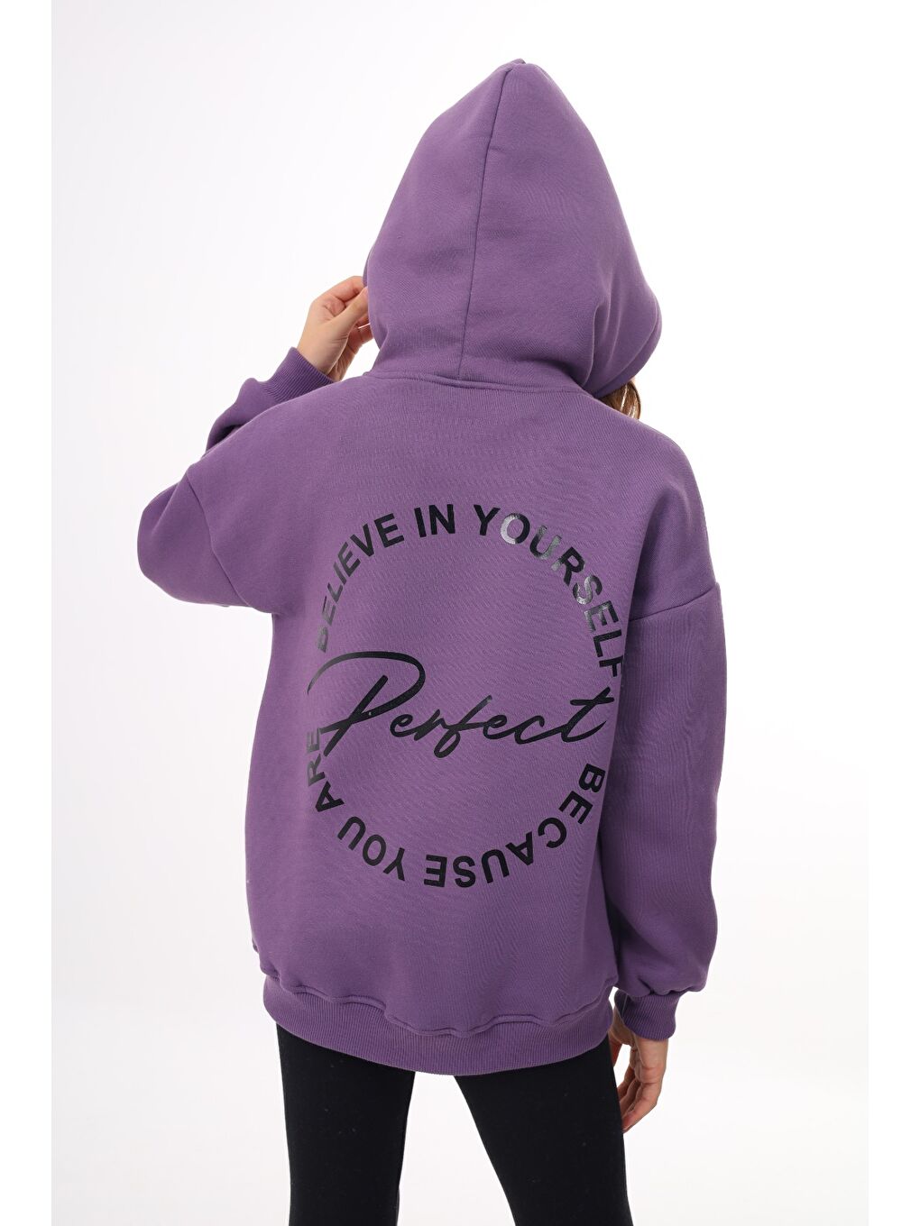 Mor Kız Çocuk Baskılı Sweatshirt-3