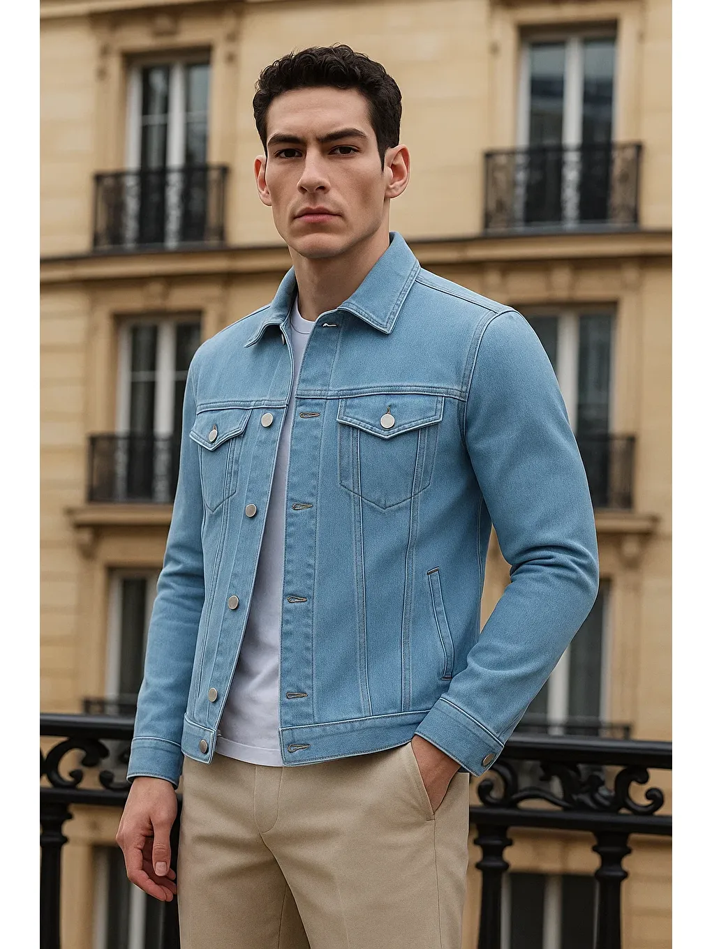 Erkek Günlük Mevsimlik Premium Trend B.Mavi Jean Ceket-2