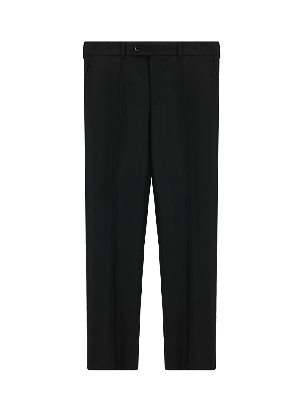 Siyah Yünlü Pileli Flanel Klasik Kumaş Pantolon