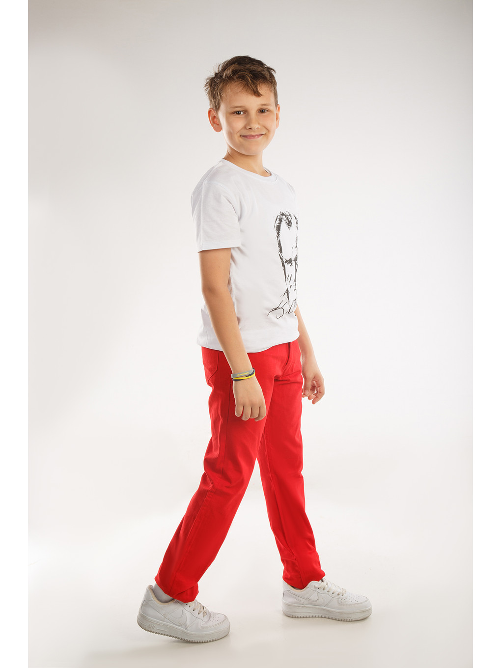 Beyaz Kids Bisiklet Yaka Atatürk Baskılı Kısa Kollu Erkek Çocuk Tişört-1