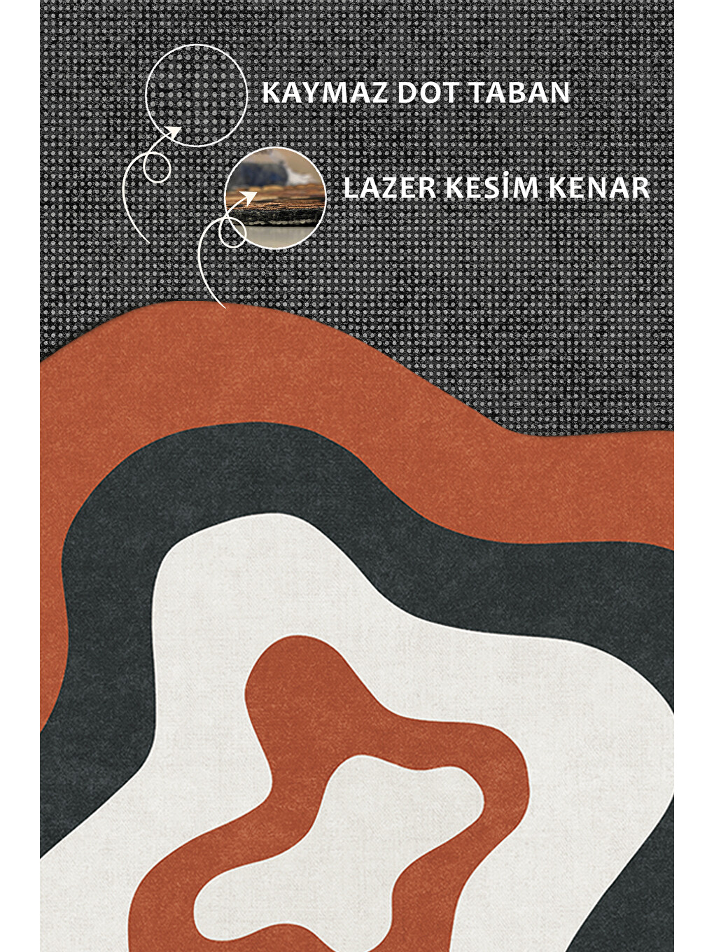 Turuncu Modern Dekoratif Halı – Makinada Yıkanabilir, Kaymaz Taban, İnce Lazer Kesim Halı-3