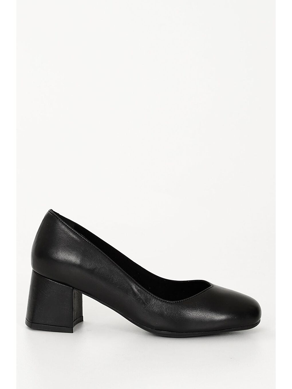 Siyah SİYAH  Hakiki Deri Orta Kalın Topuklu Kadın Ayakkabı 24226-3