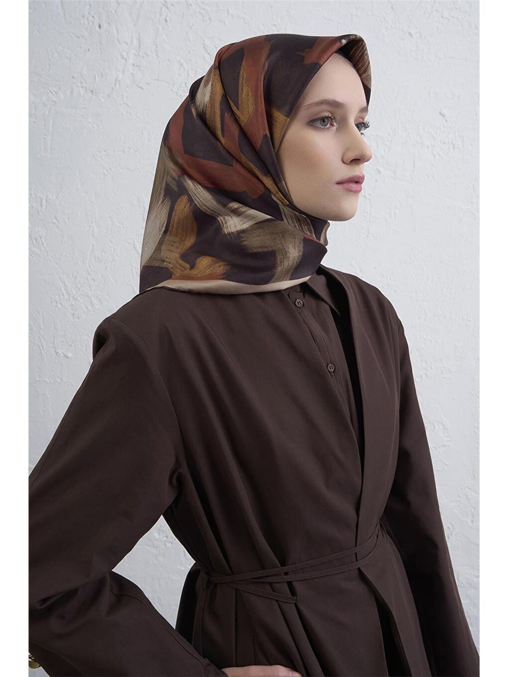 Kahverengi Saf İpek Sura Eşarp 9413D 35