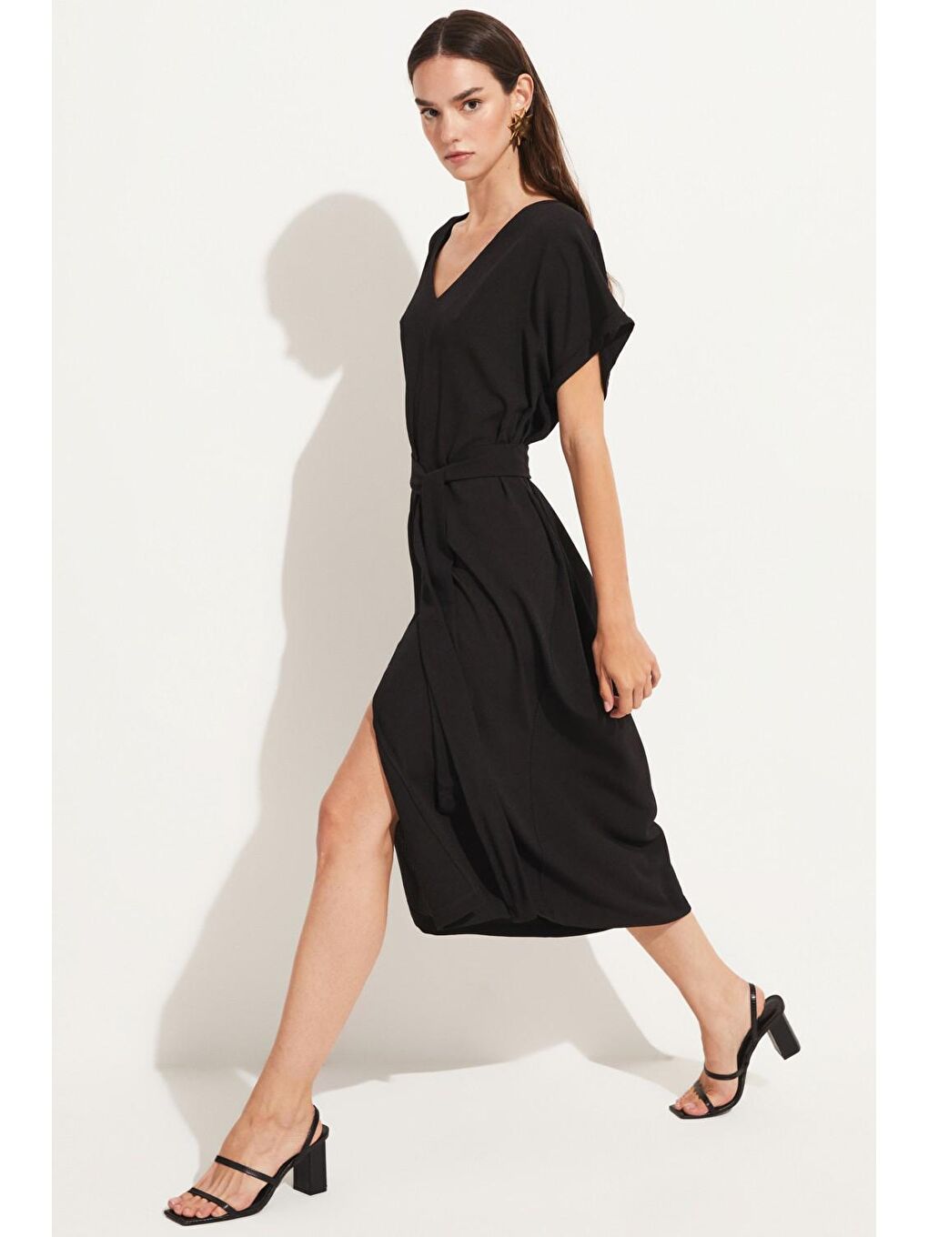 Siyah Bol Kesim Elbise-1