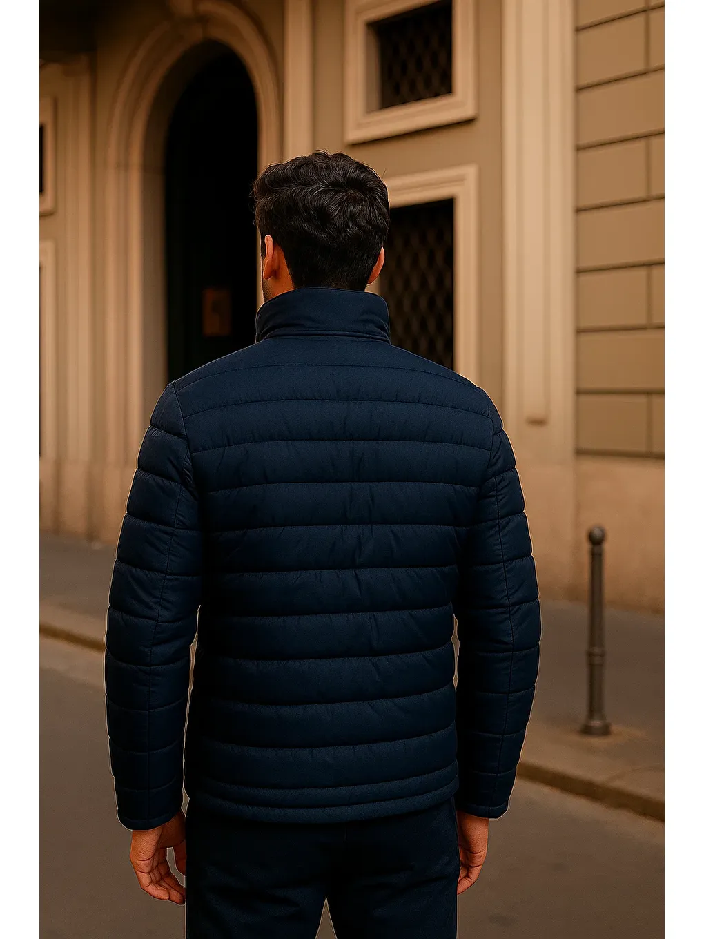 Erkek Comfort Fermuarlı Günlük Kışlık Lacivert Şişme Mont-4