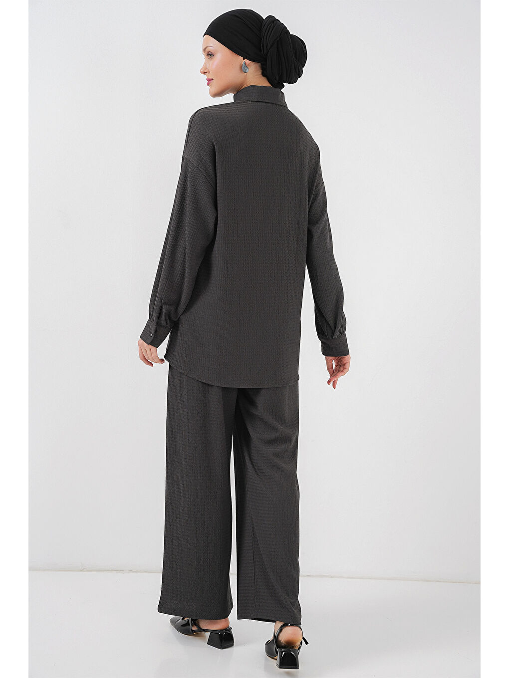 Kadın Örme Tesettür Alt Üst Takım 6711 - Antrasit-5