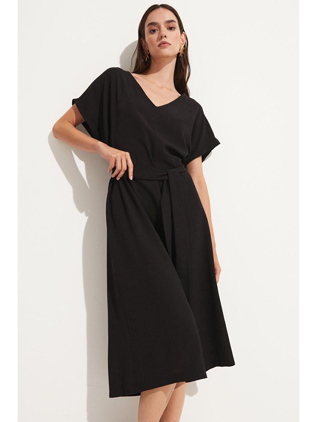 Siyah Bol Kesim Elbise-2